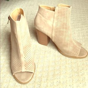 Tan open toe booties toms inspired